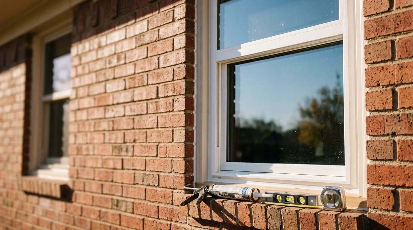 A freshly installed window on a residential home exterior in Sapulpa, Oklahoma, with clean trim lines and a tight seal visible around the frame. The surrounding siding shows no gaps or damage, reflecting a complete professional installation.